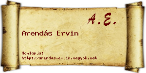 Arendás Ervin névjegykártya