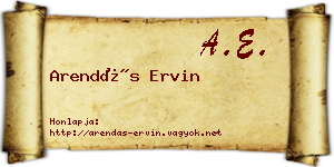 Arendás Ervin névjegykártya