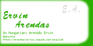 ervin arendas business card